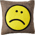 Hand Felted Wool Happy Sad Face Pillow - 20" - ARCADIA HOME